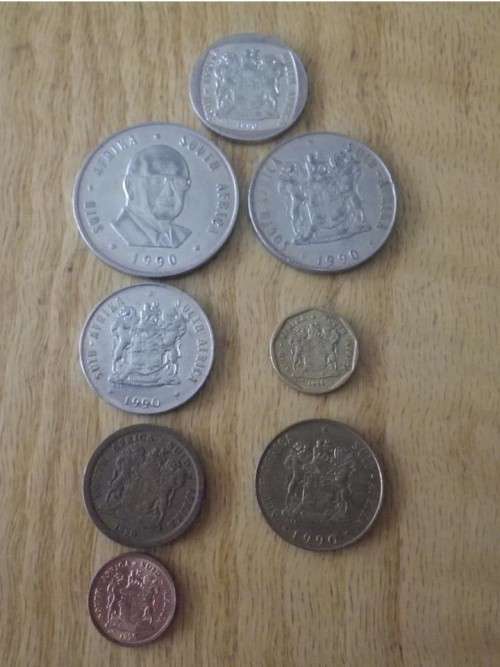 SA 1990 1c,2c,5c,10c,20c,50c,R1,R2 coat of Arms