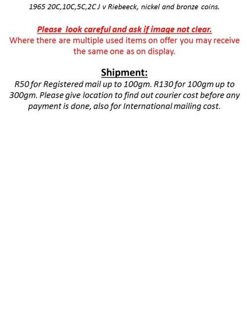 SA - 37 (1965 J v Riebeeck, bronze and nickel coins.) R32