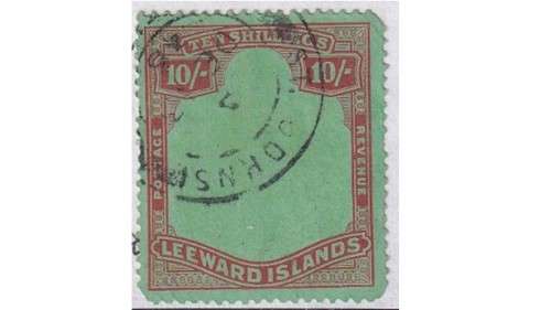Leeward Island 10 S stamp without head.