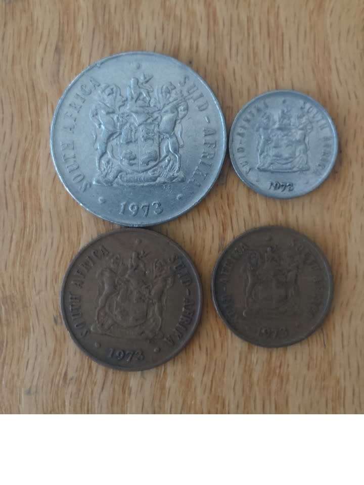 (1973 Coat of Arms, bronze and nickel coins. 50c, 5c, 2c, 1c.) R20