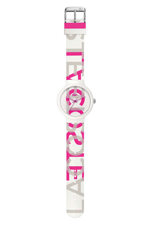 Lacoste Goa Pink/White Dial Rubber Watch