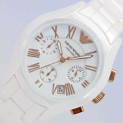 Armani Watch - AR1417 Ceramica with Rose Gold Detailing - Chronograph