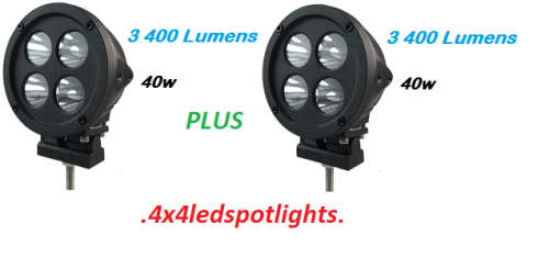 Pair of Round 40w 4x4 Led Spot Lights