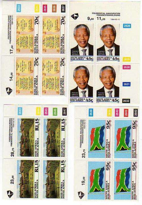 South Africa 1994 Presidential inauguration Stamp Control blocks MNH