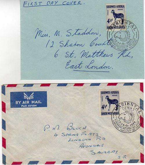 South West Africa 1954 Error 41/2 d Smaller stamp on Cover not listed