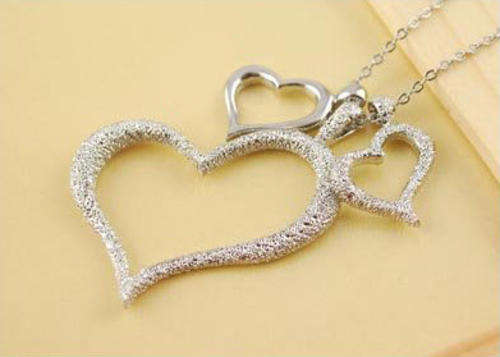 Three Hearts Silver Necklace (Silver)