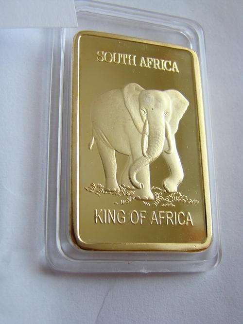 King of Africa 1oz Gold Clad Bullion Bar Proof Cameo Like