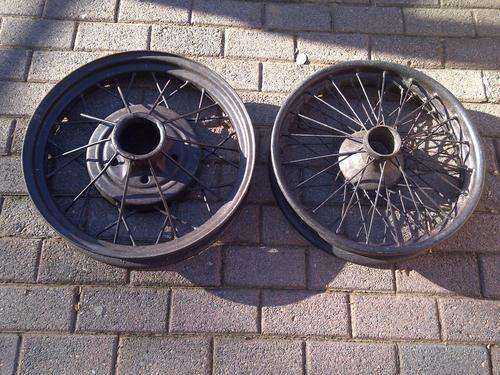 Old vintage steel spoke car rims