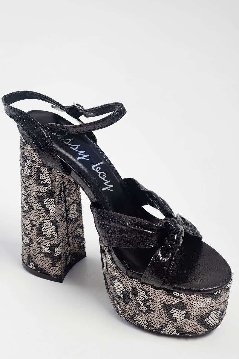 Sissy Boy - Villa Vibes Platform Sequin Animal Outsole - Black - UK 5