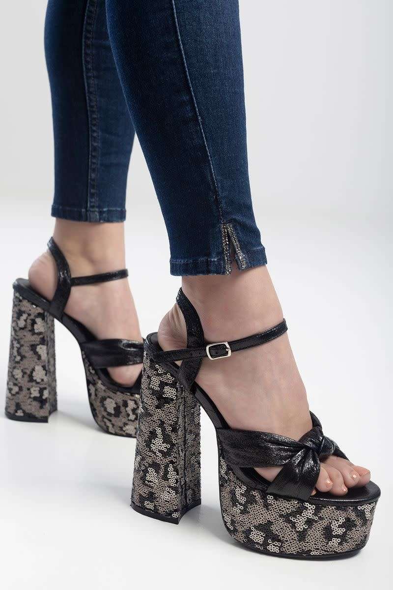 Sissy Boy - Villa Vibes Platform Sequin Animal Outsole - Black - UK 5