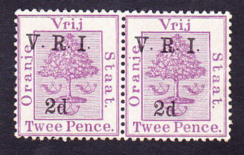 1900 - Orange Free State - Orange Tree - Bright Mauve - VRI 2d Overprint Pair