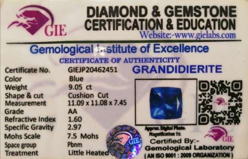 9.05ct GRANDIDERITE GIE CERTIFIED*****HIGH VALUE *****3RD RAREST GEM IN THE WORLD*****
