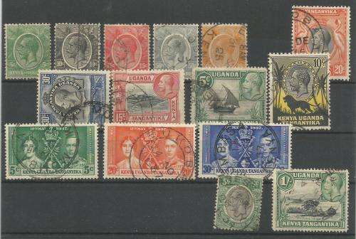 Kenya - Uganda- Ttanganyika - various stamps on card