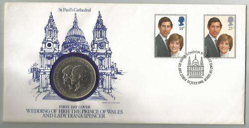 FDC Coin Cover: St Paul's Cathedral - Wedding of Charles and Diana 22 Jul 1981
