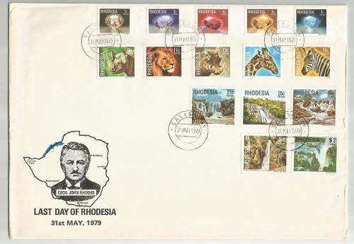 Rhodesia FDC - 31 May 1979 - Last day of Rhodesia - Cecil J Rhodes - Salisbury cancellations