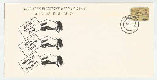 SWA FDC - 1st Free Elections in SWA 4 to 8 Dec 1978 - 'Vote - It's your duty'