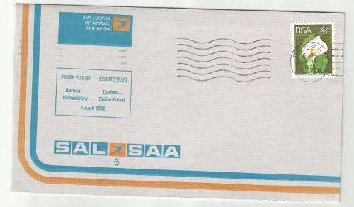 RSA FDC SAA Flight Cover 6 - 1st Flight Durban-Richards Bay