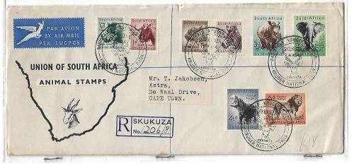 RSA FDC - ANIMALS - KRUGER NATIONAL PARK - CANCELLED 14/10/1954