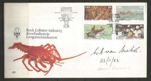 SWA FDC 43 - Lobster Industry - variety: signed by Admin General - 23.11.1983