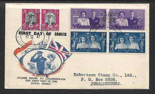 Union SA FDC Illustrated cover - Royal Visit 1947