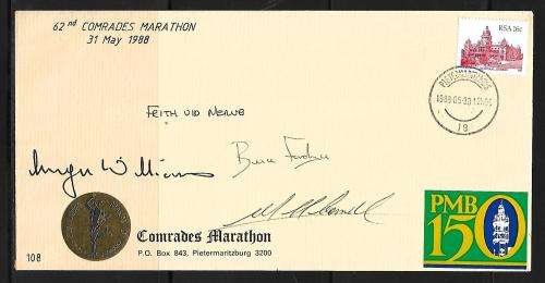 RSA FDC - 62nd Comrades Marathon - variety: signed by 4 athletes - great item great condition