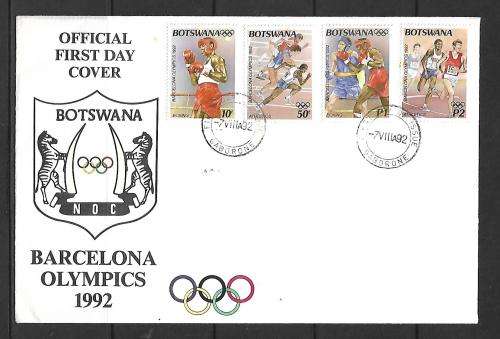 Botswana FDC - Barcelona Olympics 1992 - with information pamphlet