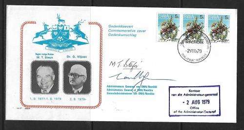 1979 SWA FDC Comm. - variety: signed by Judge MT Steyn & Dr G Viljoen with Admin. Gen. cachet