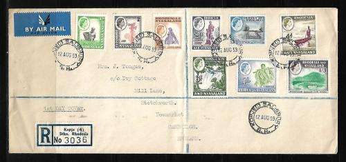 Rhodesia & Nyasaland - Definitive Short set 1959 - with wax seal marks on back