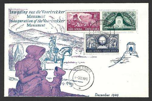 RSA Union FDC - Voortrekker monument inauguration - 1 XII 49