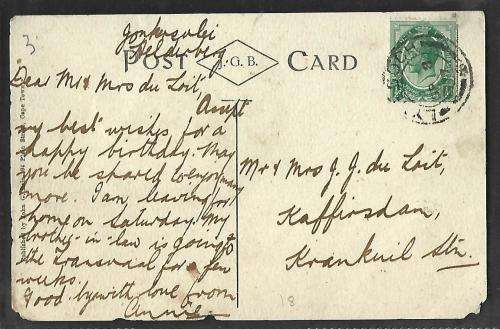 Union - Postcard with King George 1/2 stamp