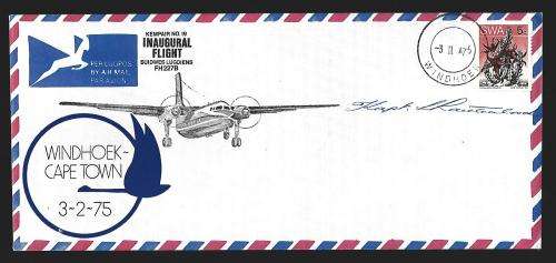 Aviation- Kempair - Flight cover 19 - Inaugural Flight. - Windhoek to Cape Town - Signed variety
