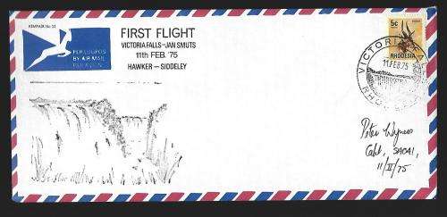 Aviation- Kempair - Flight cover 21 - Inaugural Flight. -  Vic. Falls-Jan Smuts - Signed variety