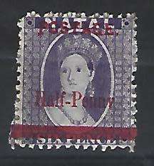 Natal - SACC 107 - 1/2 penny over 6p - Variety - Long `P`