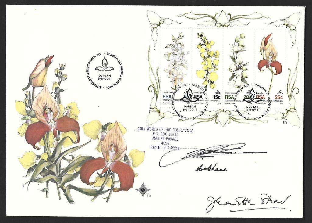 RSA FDC S8- World Orchid Conference -Variety - Signed -  - By designer of stamp