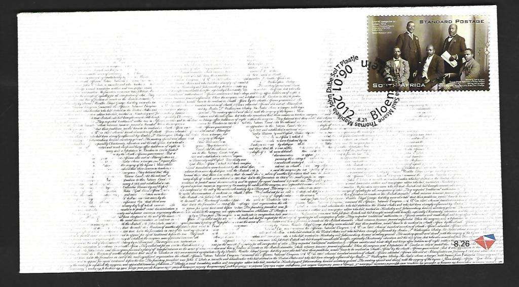 RSA FDC - 8.26 - SA Native National Congress 100th Anniversary - Excellent condition