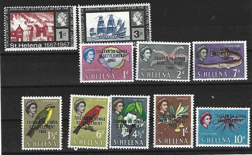 St Helena and  overprints of Tristan Da Cunha - Mint hinged stamps
