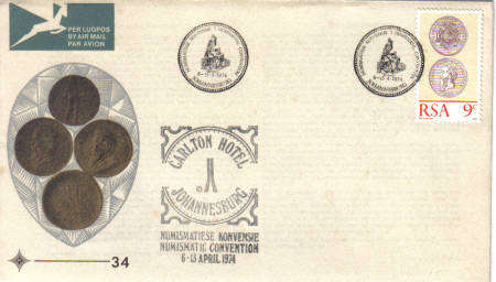 FDC 34-Numismatic Convention- complete with the Carlton Hotel stamp!
