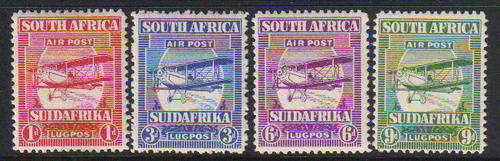 Union of SA - SACC 25-28- 1st Airmail issue