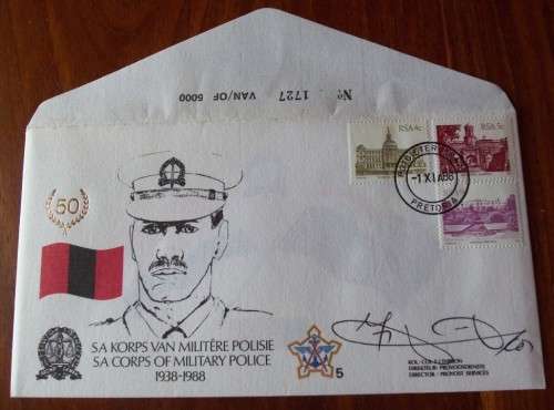 SIGNED SADF FIRST DAY COVER - No 5 SA CORPS OF MILITARY POLICE
