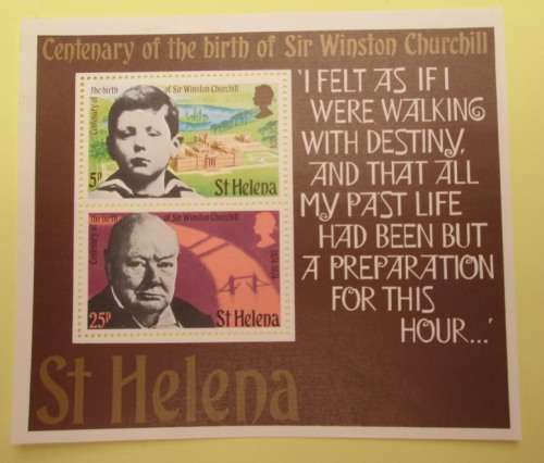 ST HELENA -  CENTENARY OF THE BIRTH OF SIR WINSTON CHURCHILL 1874 - 1974 MINI SHEET