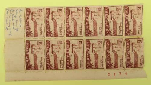 SOUTH AFRICA - GROUP OF 12 NATAL SETTLERS STAMPS - ERROR ON ONE STAMP WITH SMOKE COMING FROM MAST