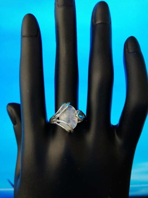 925 Silver stamp ring with real semi precious stones