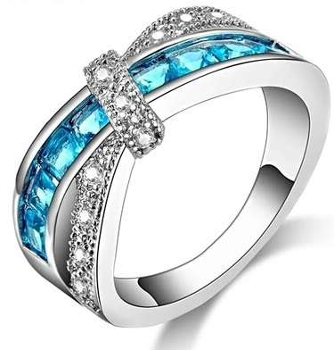 925 Silver filled Attractive Silver Ring CZ Cubic Zirconia - 7