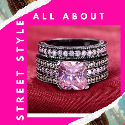 Black Gold plated Ladies ring set **Size 8**