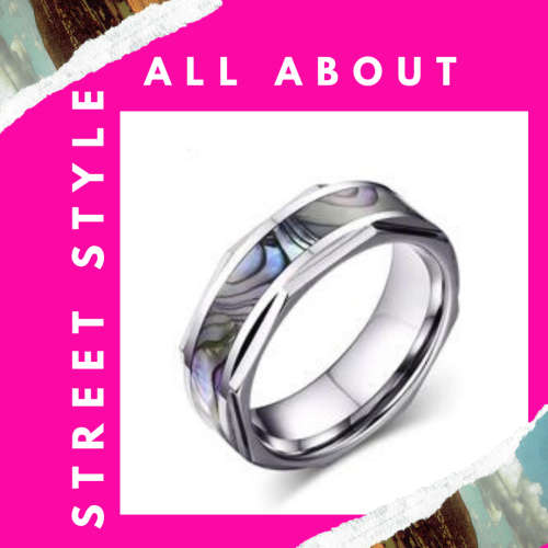 Abalone Shell Inlay Tungsten ring **Size 13**