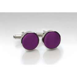 Round Purple Stainless Steel cuff links - 3 pairs