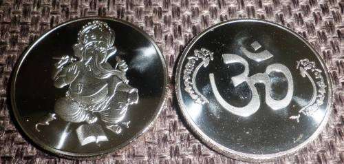 GANESHA OM COIN SILVER CLAD STEEL COIN 1 TR OZ