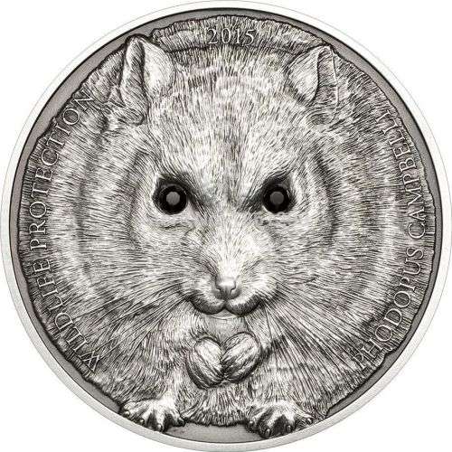 MONGOLIA 500 TUGRIK 2015 HAMSTER SILVER CLAD STEEL