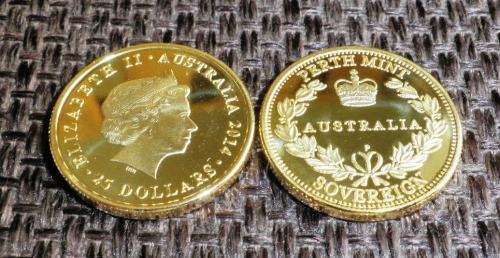 AUSTRALIA SOVEREIGN 25 DOLLARS 2014 GOLD CLAD BRASS COIN