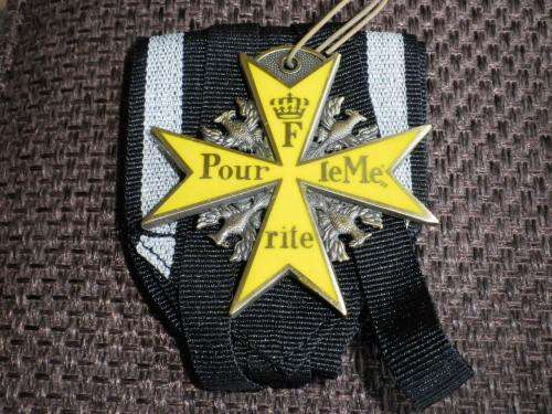 PRUSSIA Pour le Mérite Yellow Medal German Order Cross brass copy